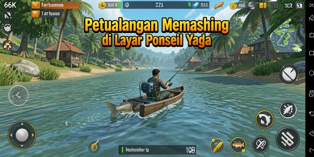 Gameplay seru memancing di laut yang menantang.