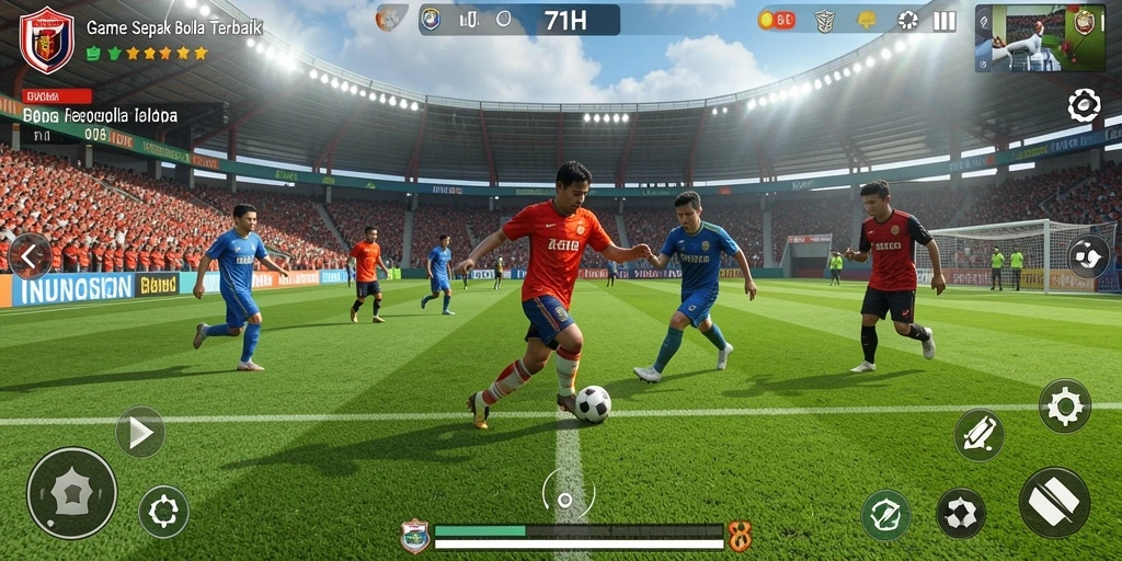 Tampilan gameplay 71H yang seru dan mendebarkan saat bermain sepak bola.