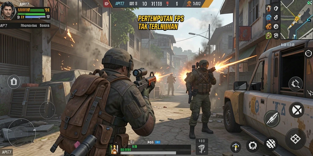 Screenshot gameplay API77 menampilkan aksi menembak yang mendebarkan.