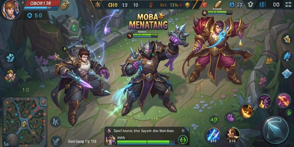 Screenshot gameplay OBOR138 yang menampilkan pertarungan seru di arena MOBA.