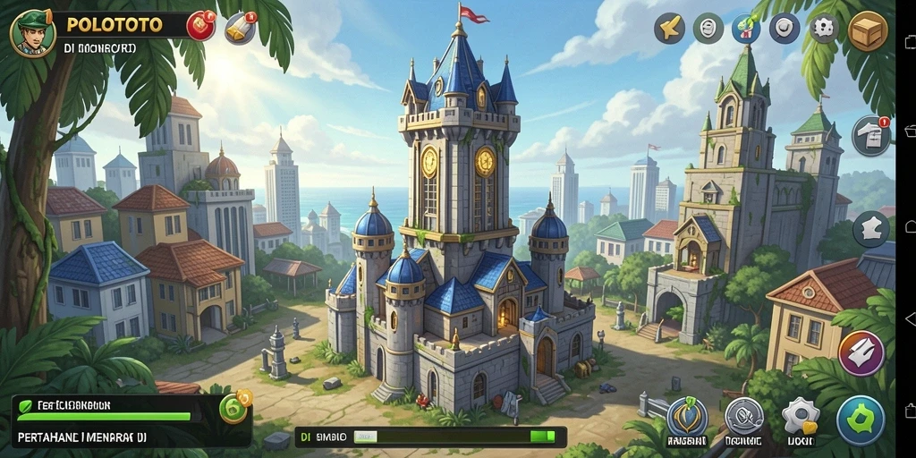 Gameplay POLOTOTO yang seru dalam membangun pertahanan menara.