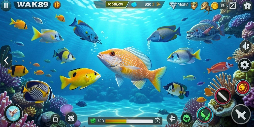 Tangkapan layar gameplay menampilkan aksi seru Tembak Ikan.