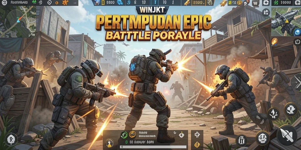 Screenshot gameplay WINJKT menampilkan aksi pertempuran intens.
